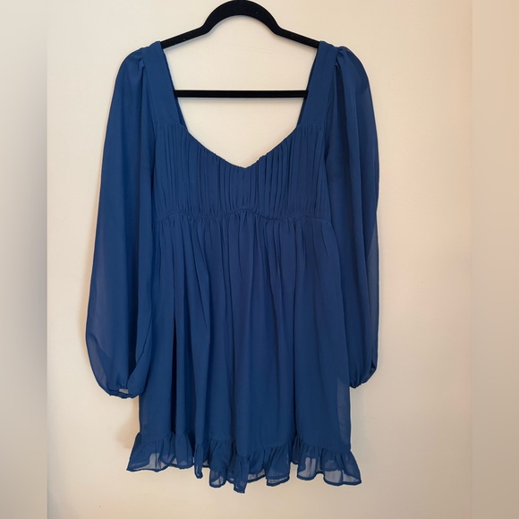 Abercrombie & Fitch Dresses & Skirts - NWT Abercrombie & Fitch Blue Chiffon Babydoll Mini Dress Long Sleeve Size Medium